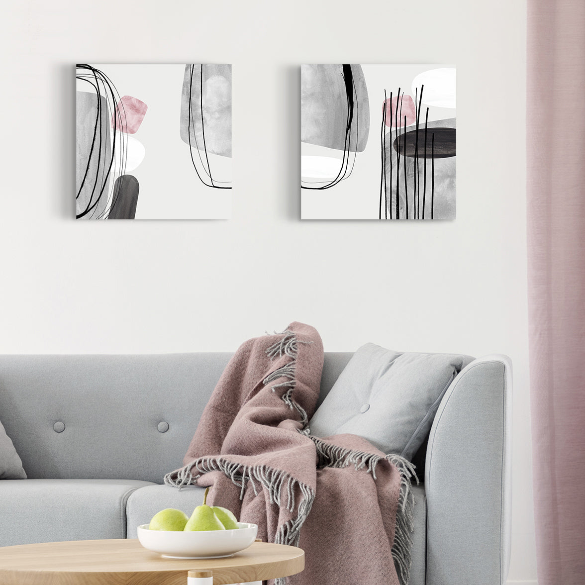 Set of Two Canvases ‘Dusky Pink Tumbles’