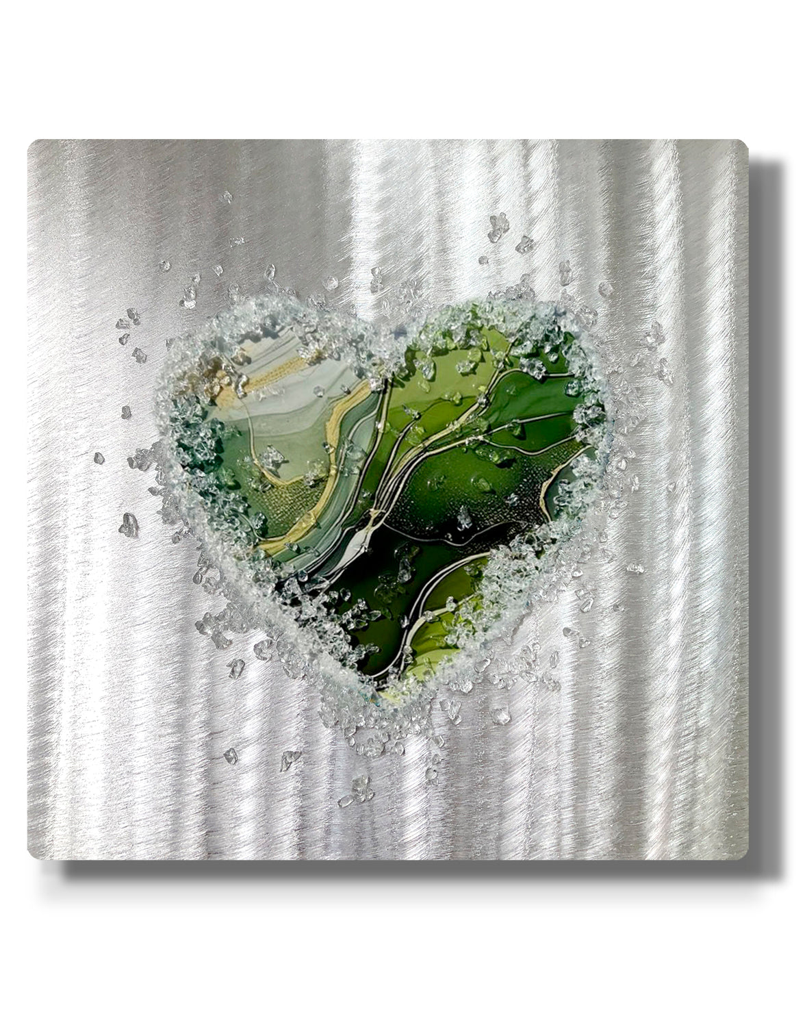 Crystal Glass Heart Set of Three, Green