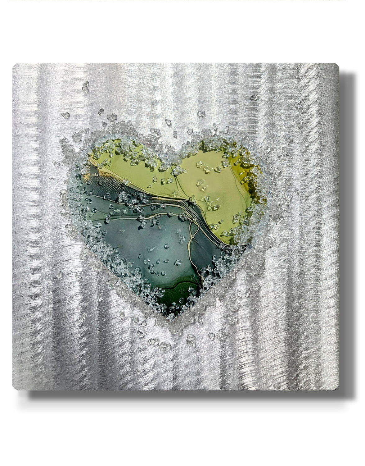 Crystal Glass Heart Set of Three, Green