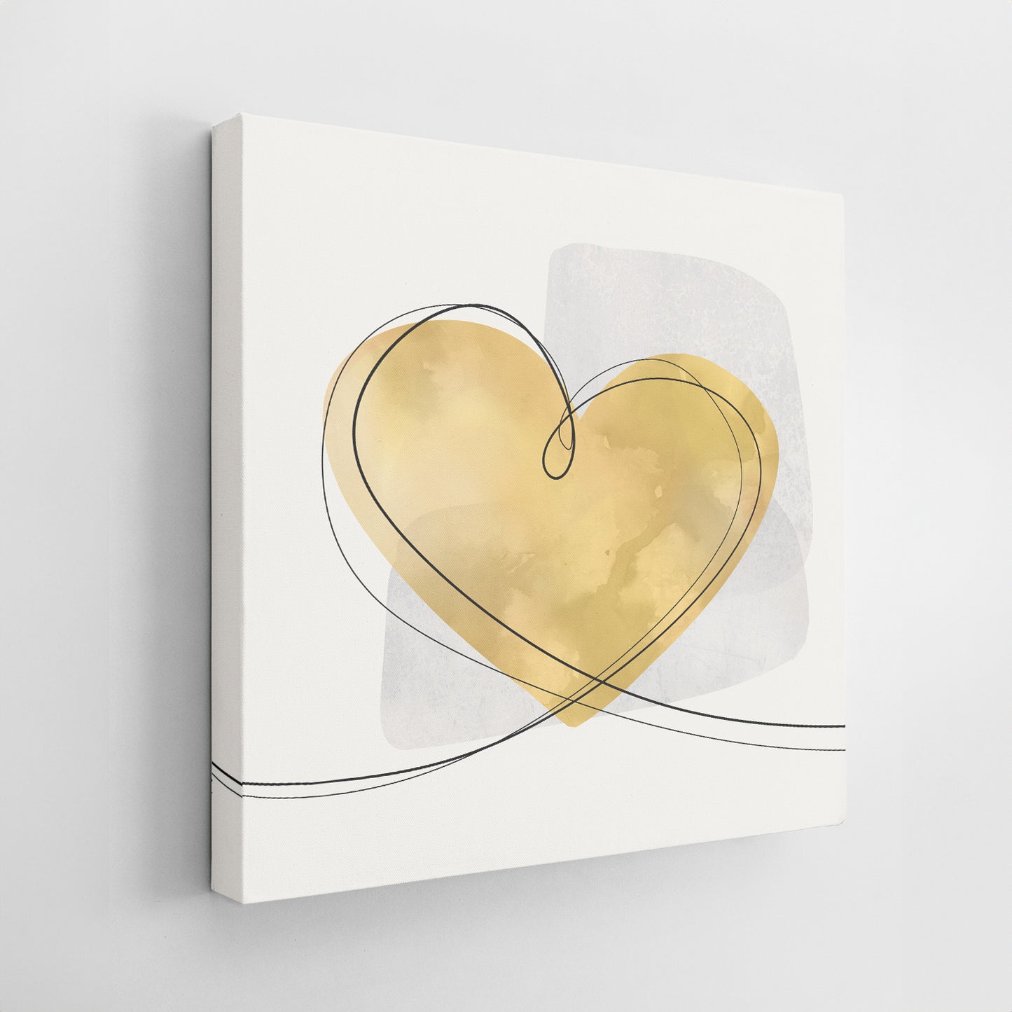 Set of Three Canvases ‘Mustard Heart Trio’