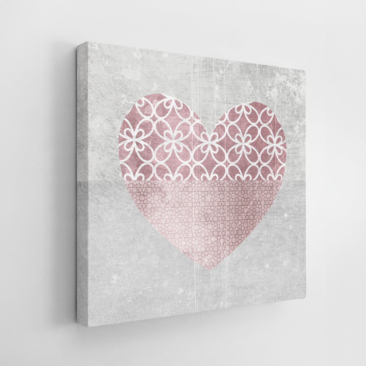 Set of Three Canvases ‘Dusky Blush Hearts’
