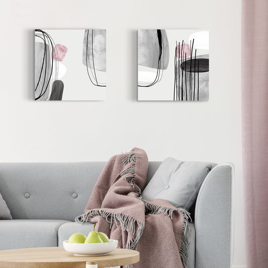 Set of Two Canvases ‘Dusky Pink Tumbles’