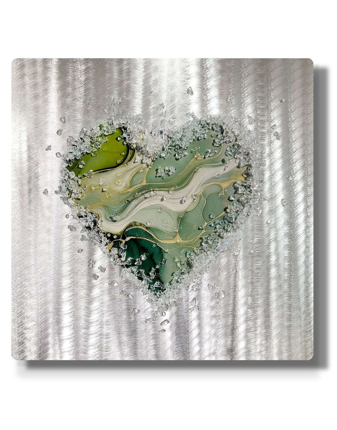 Crystal Glass Heart Set of Three, Green