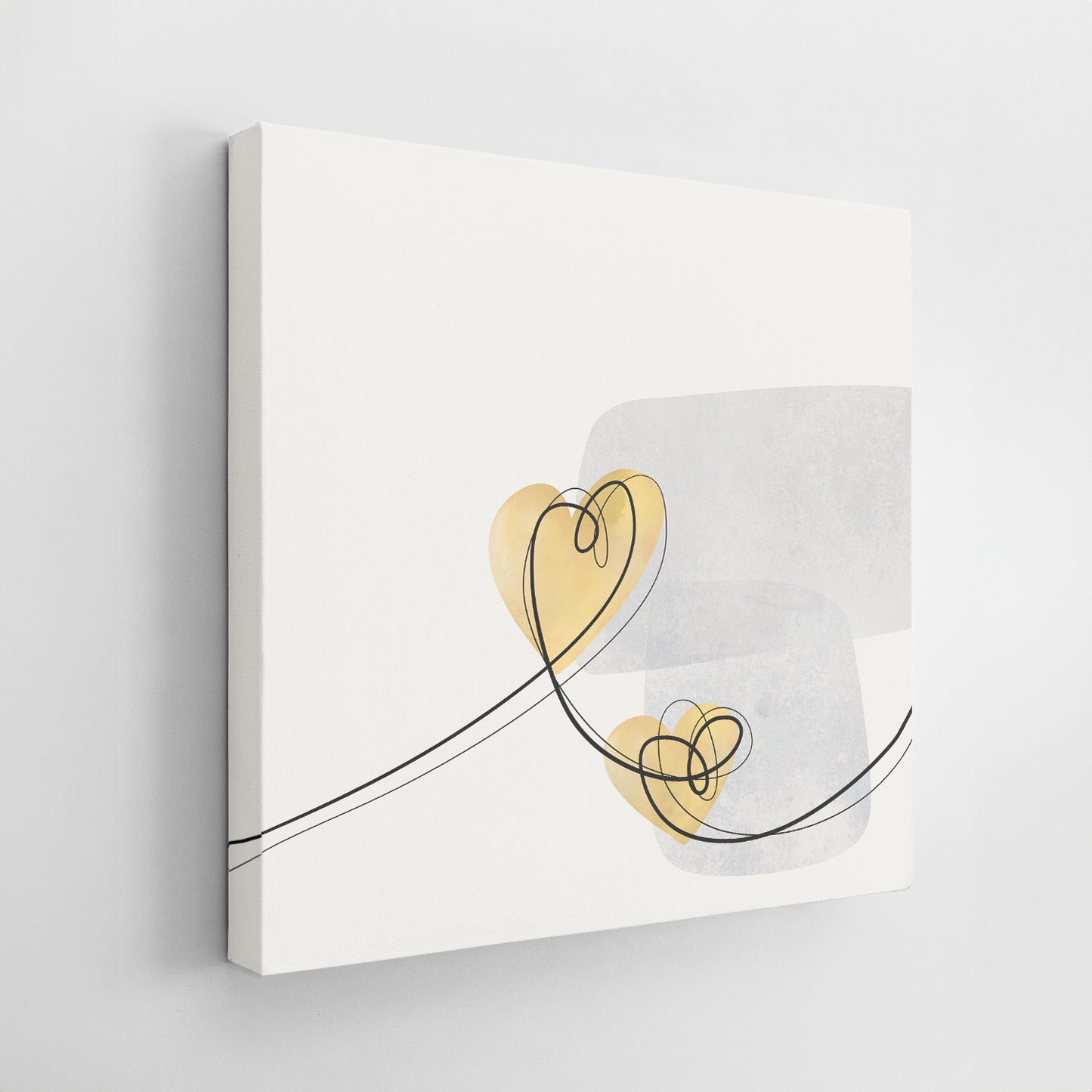 Set of Three Canvases ‘Mustard Heart Trio’