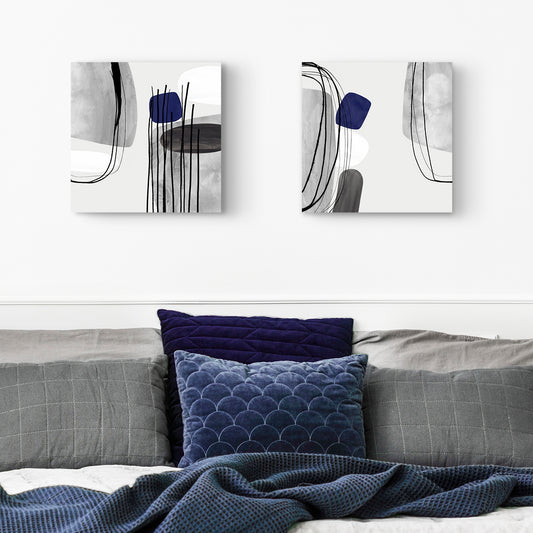 Set of Two Canvases ‘Dusky Navy Tumbles’