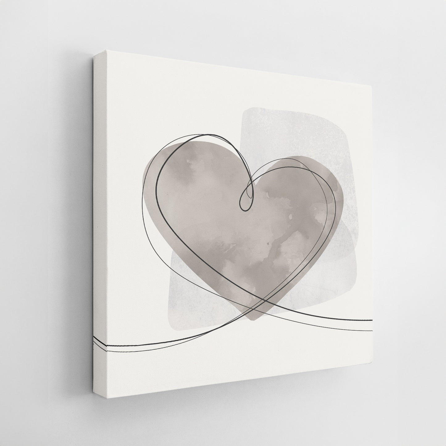 Set of Three Canvases ‘Grey Heart Trio’