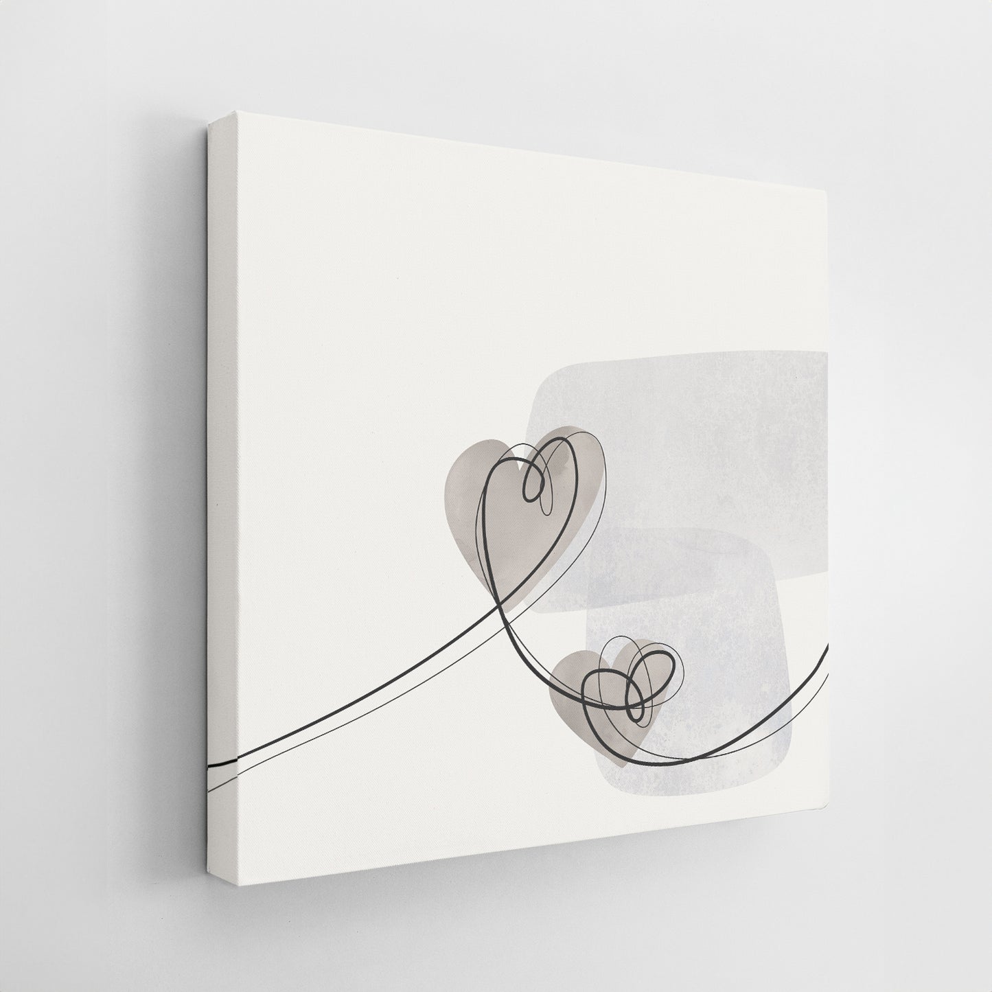 Set of Three Canvases ‘Grey Heart Trio’