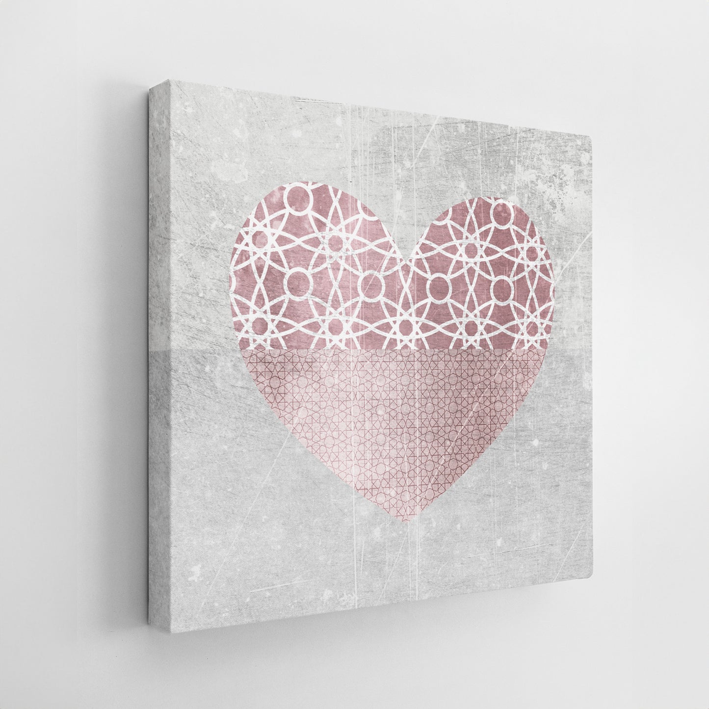 Set of Three Canvases ‘Dusky Blush Hearts’